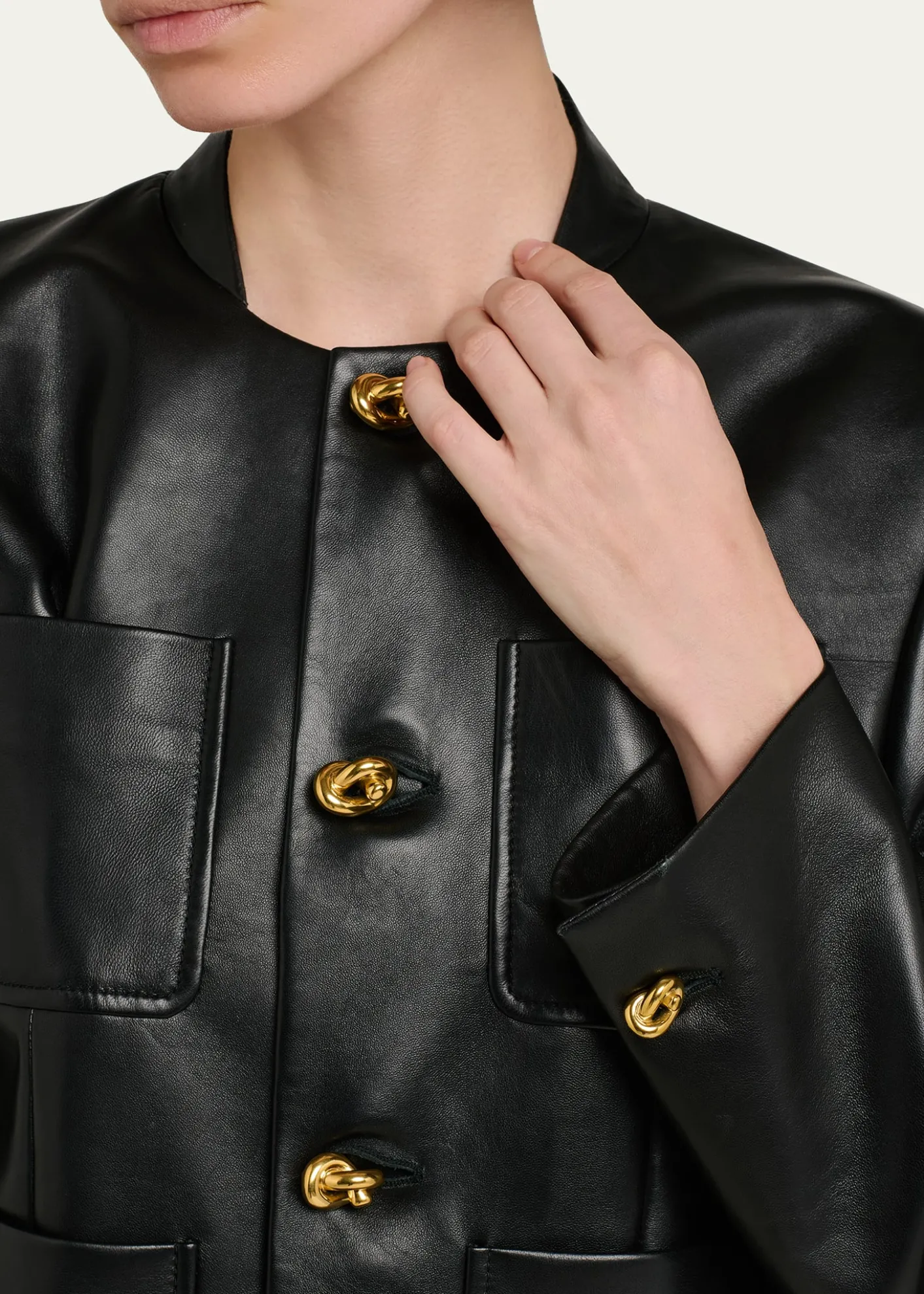 Bottega VenetaLeather Single-Breasted Jacket