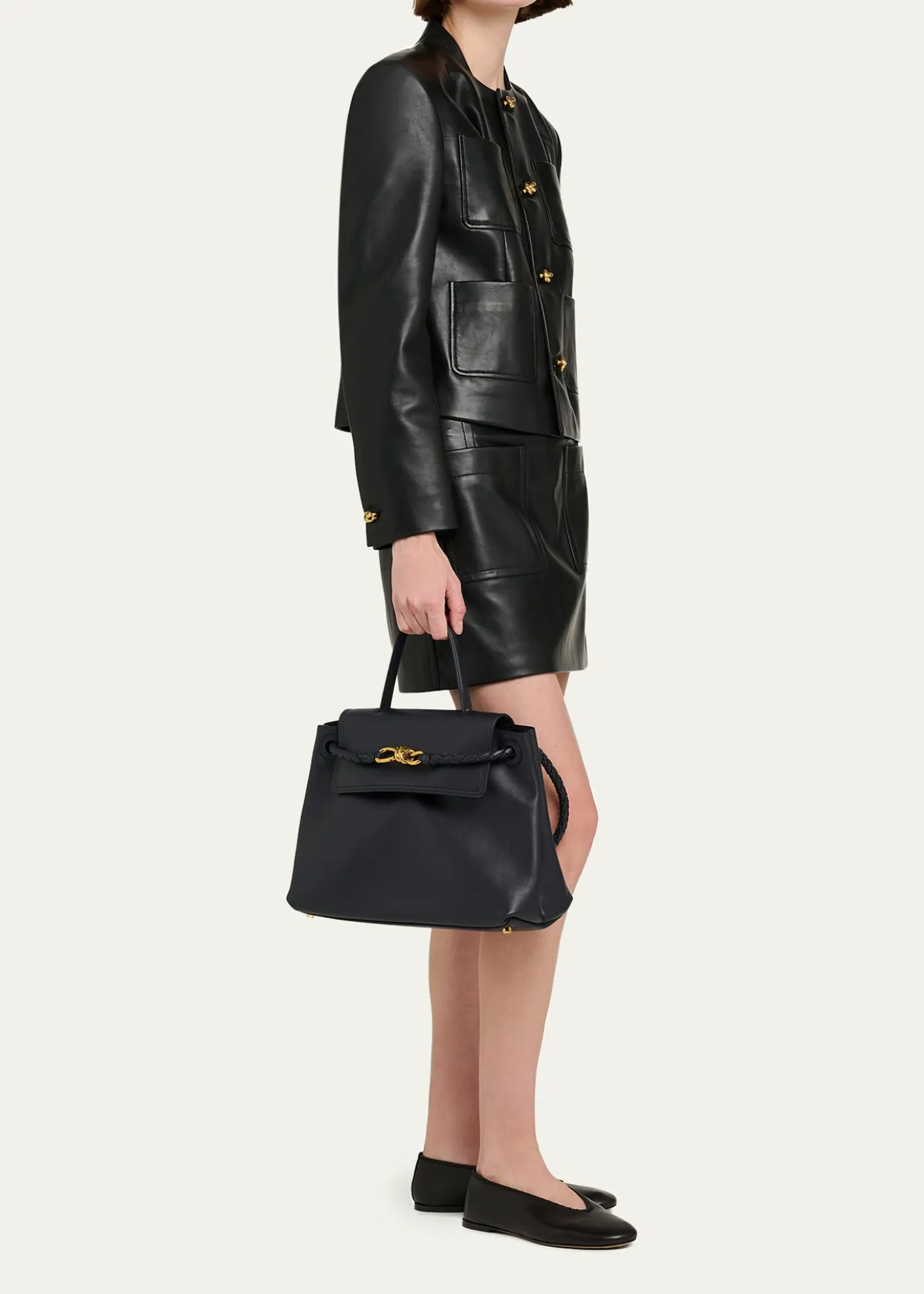 Bottega VenetaLeather Single-Breasted Jacket
