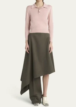 Bottega VenetaLong-Sleeve Fine Cashmere Polo Sweater