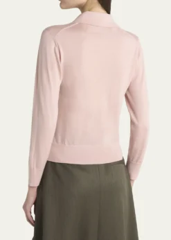 Bottega VenetaLong-Sleeve Fine Cashmere Polo Sweater