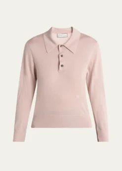 Bottega VenetaLong-Sleeve Fine Cashmere Polo Sweater