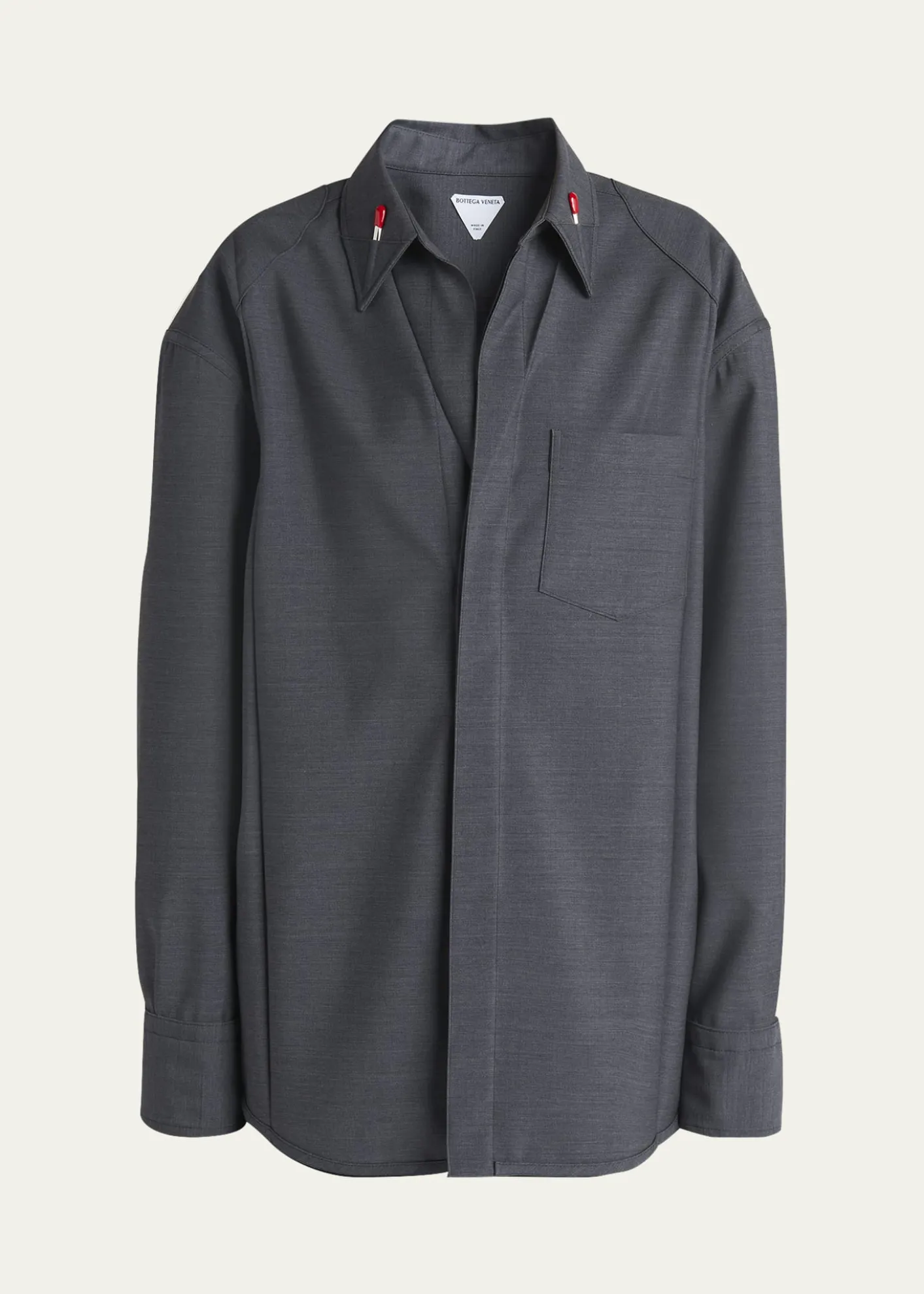 Bottega VenetaMatches-Collar Travel Light Wool Shirt