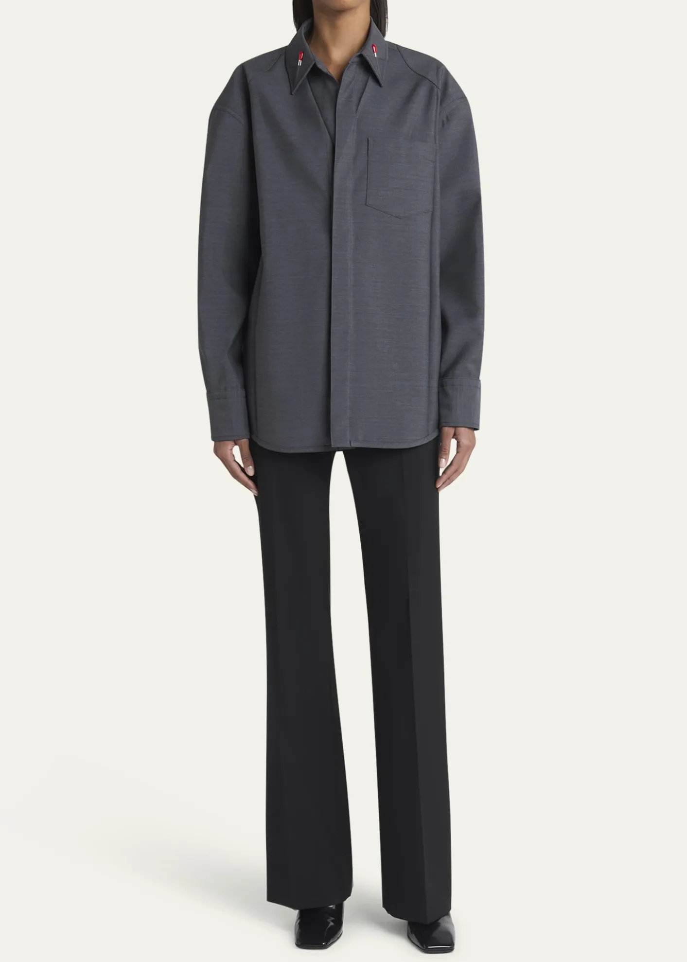 Bottega VenetaMatches-Collar Travel Light Wool Shirt