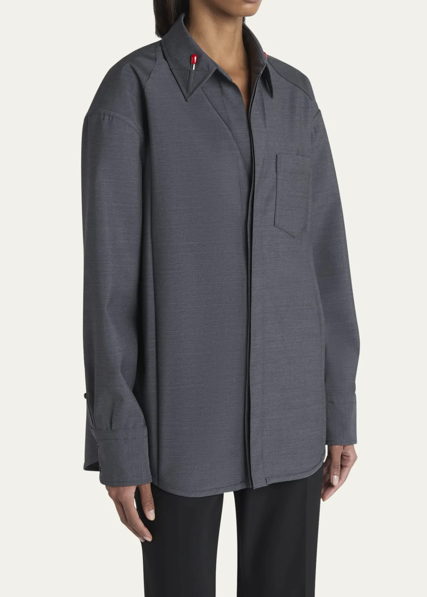 Bottega VenetaMatches-Collar Travel Light Wool Shirt