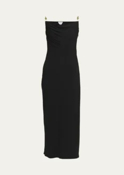 Bottega VenetaMatte Crepe Jersey Midi Dress with Embellished Hardware Straps