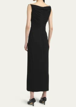 Bottega VenetaMatte Crepe Jersey Midi Dress with Embellished Hardware Straps