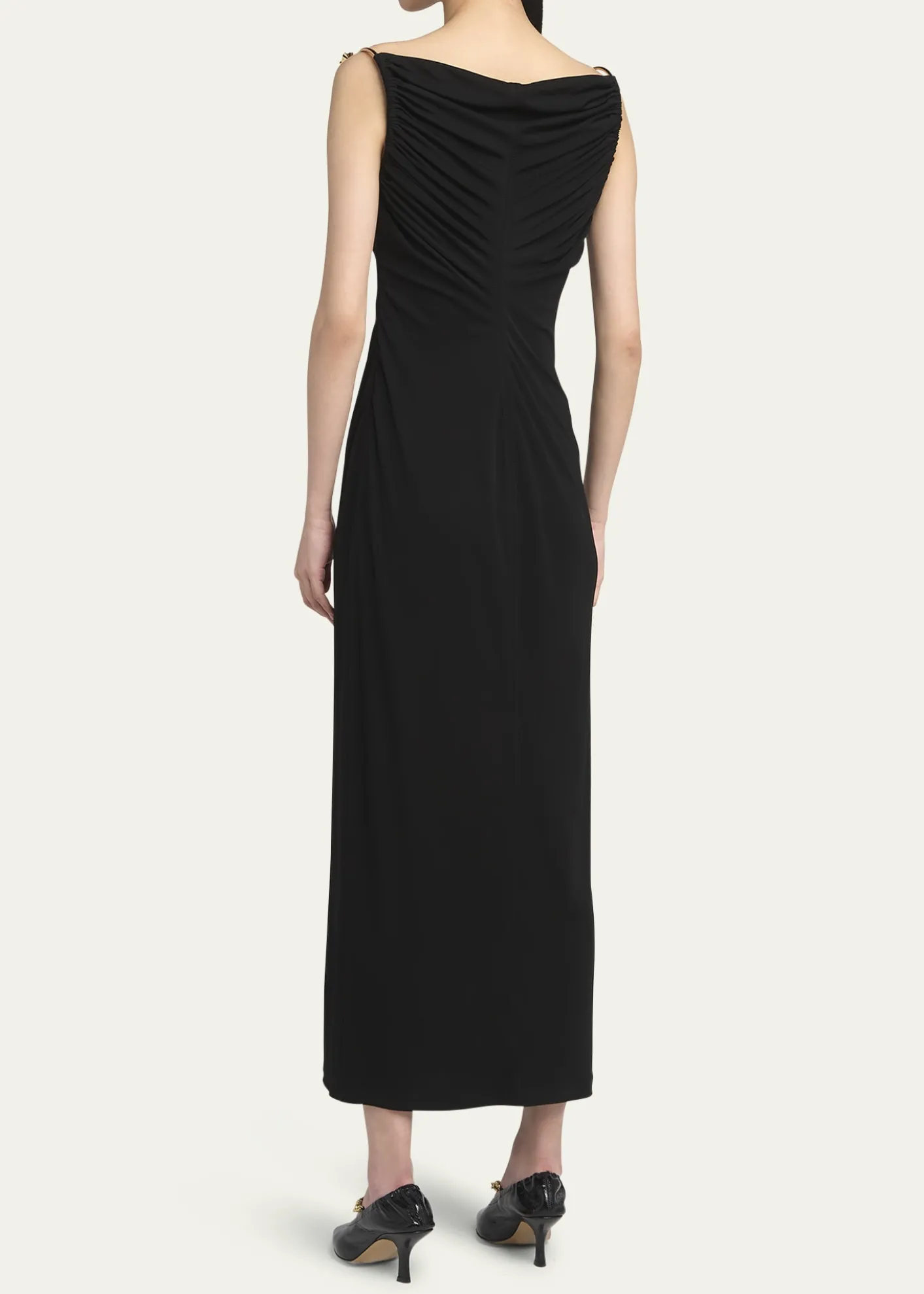 Bottega VenetaMatte Crepe Jersey Midi Dress with Embellished Hardware Straps