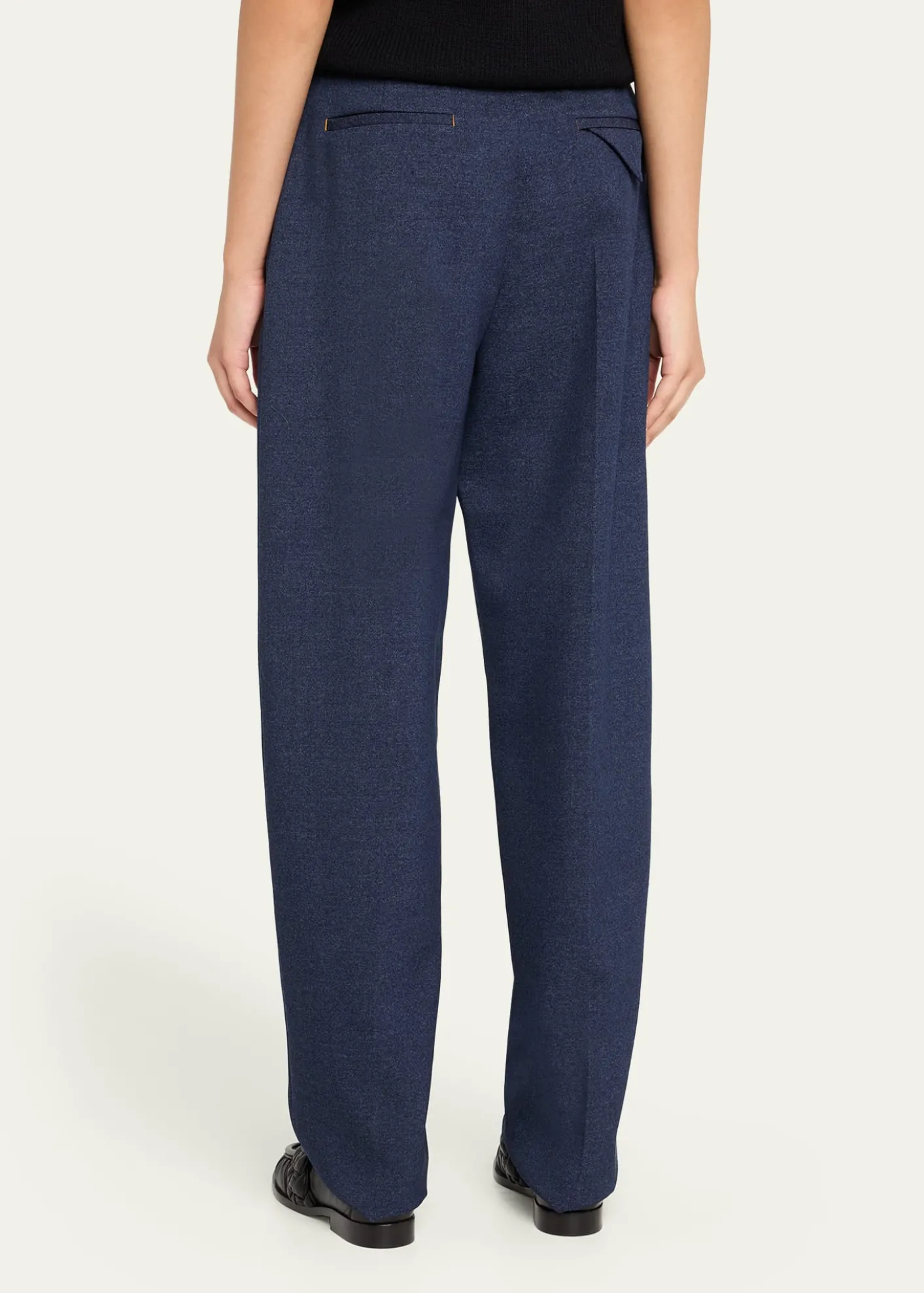 Bottega VenetaMelange Wool Drill Pleated Tapered-Leg Trousers