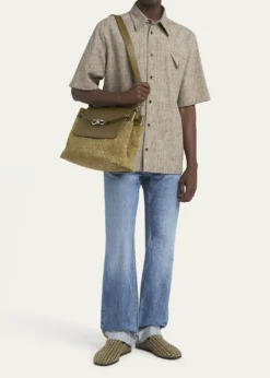 Bottega VenetaMen's Andiamo Intrecciato Suede and Leather Messenger Bag