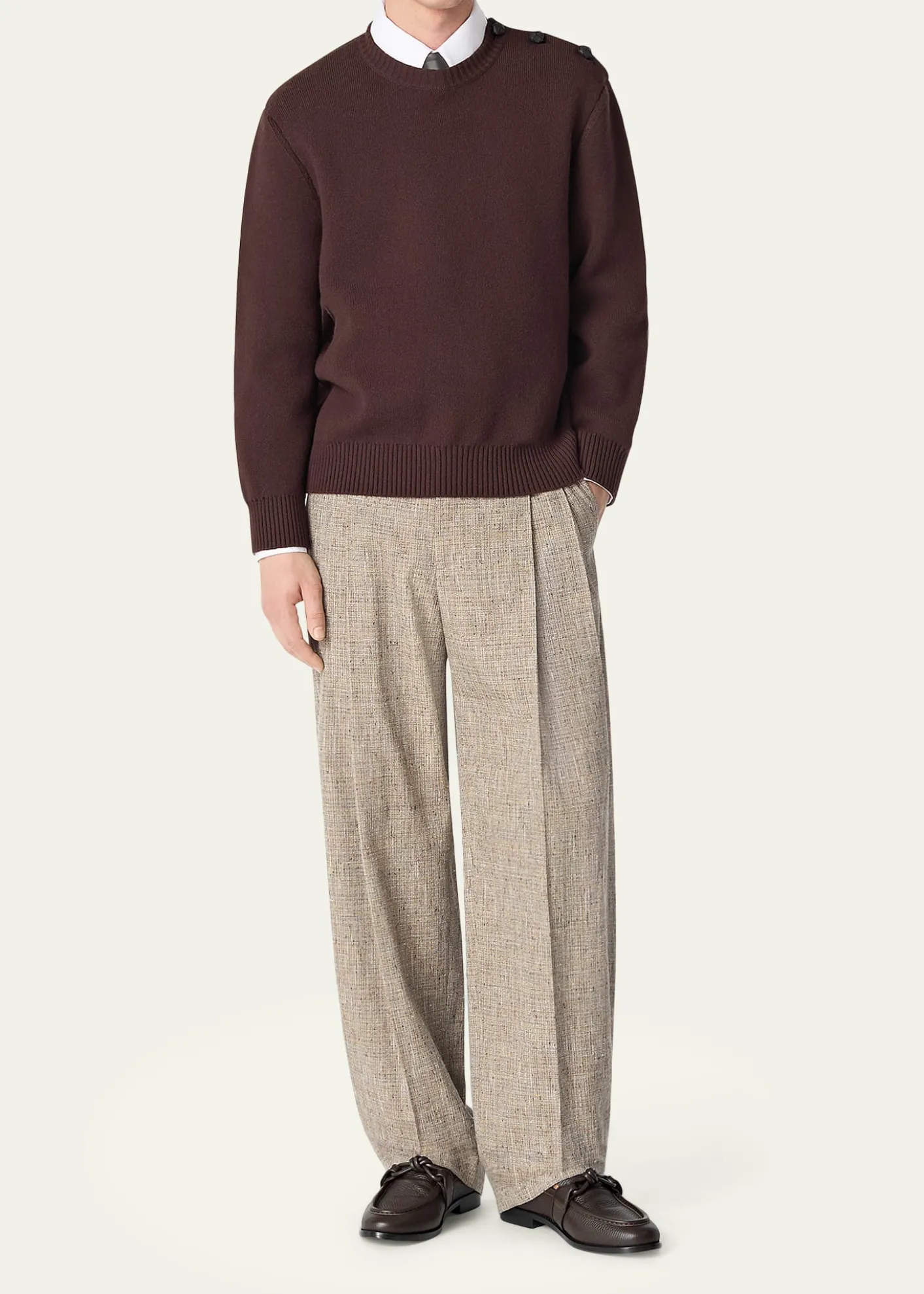 Bottega VenetaMen's Astaire Grainy Leather Knot Loafers