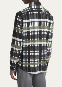 Bottega VenetaMen's Cotton Jumbo Plaid Casual Button-Down Shirt