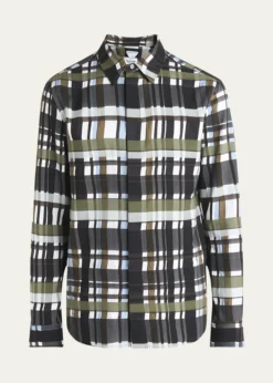 Bottega VenetaMen's Cotton Jumbo Plaid Casual Button-Down Shirt
