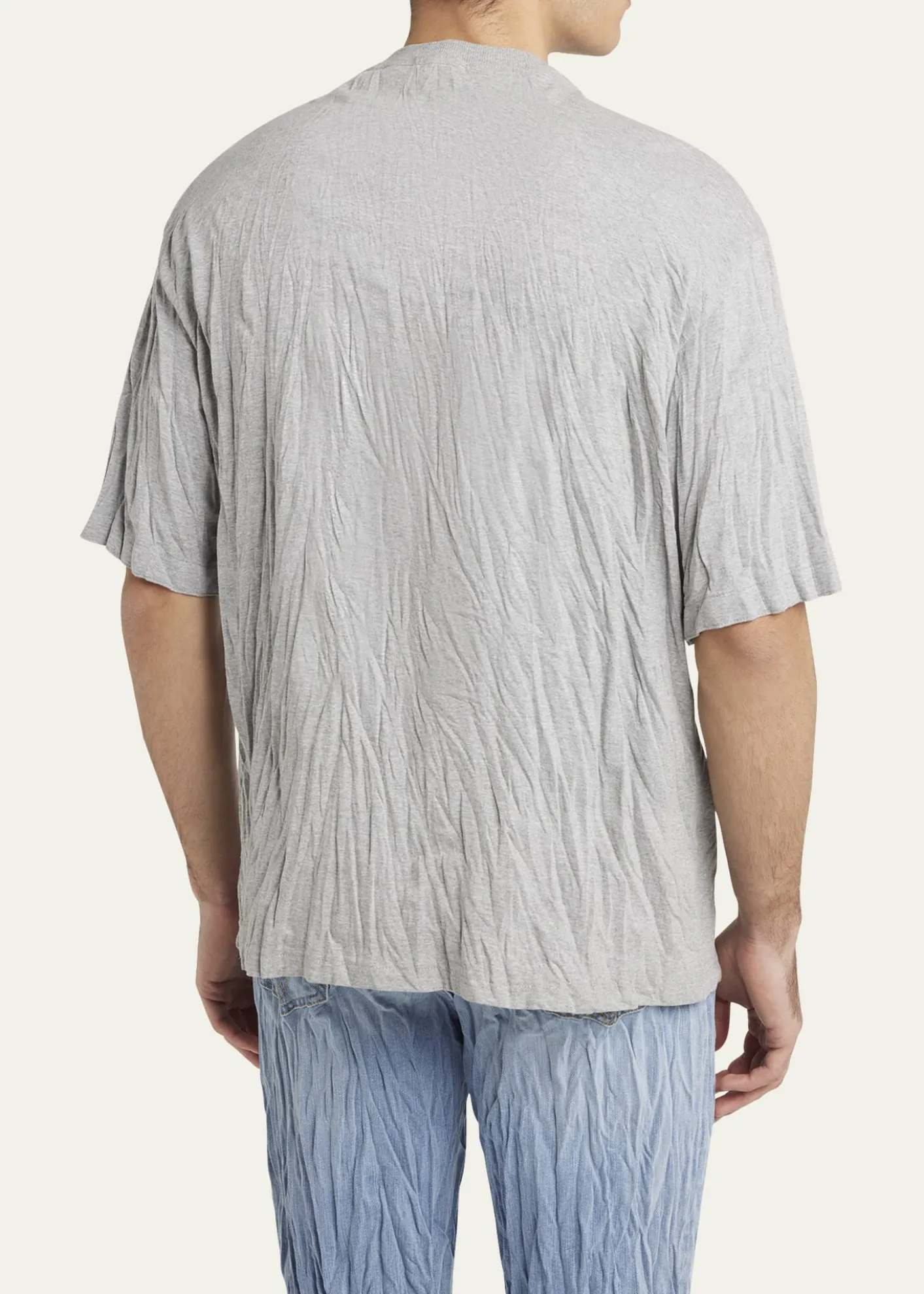 Bottega VenetaMen's Crinkled Jersey Rabbit T-Shirt
