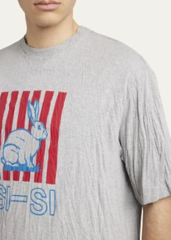 Bottega VenetaMen's Crinkled Jersey Rabbit T-Shirt
