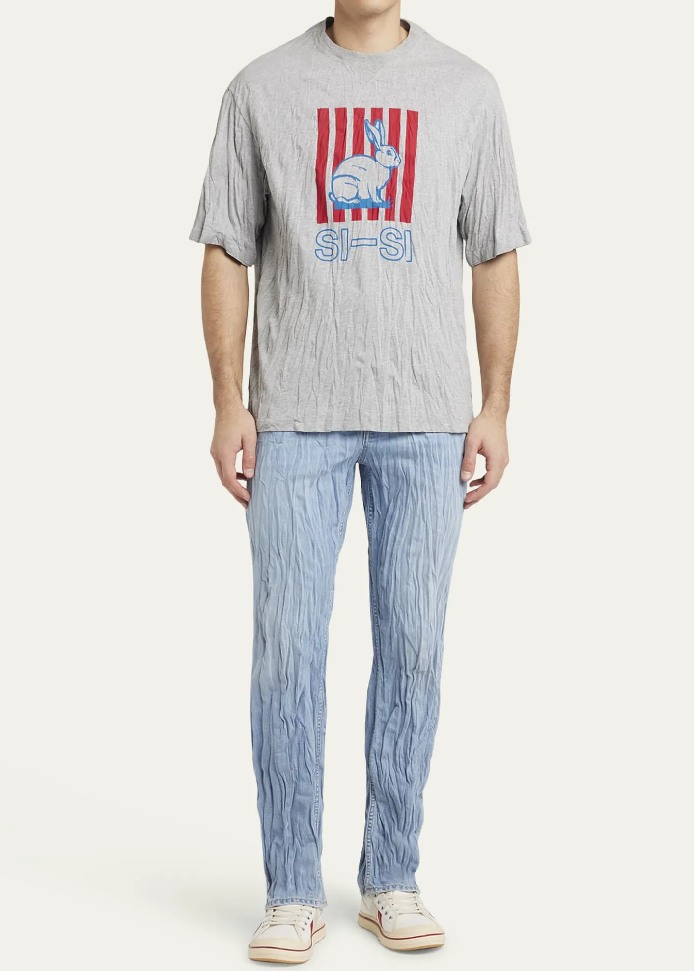 Bottega VenetaMen's Crinkled Jersey Rabbit T-Shirt
