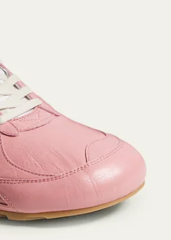 Bottega VenetaMen's Crinkle Leather Intreccio-Sole Low-Top Sneakers