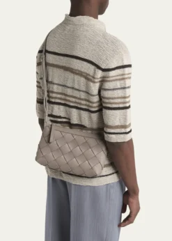 Bottega VenetaMen's Diago Zip Intreccio Taurillon Messenger Bag