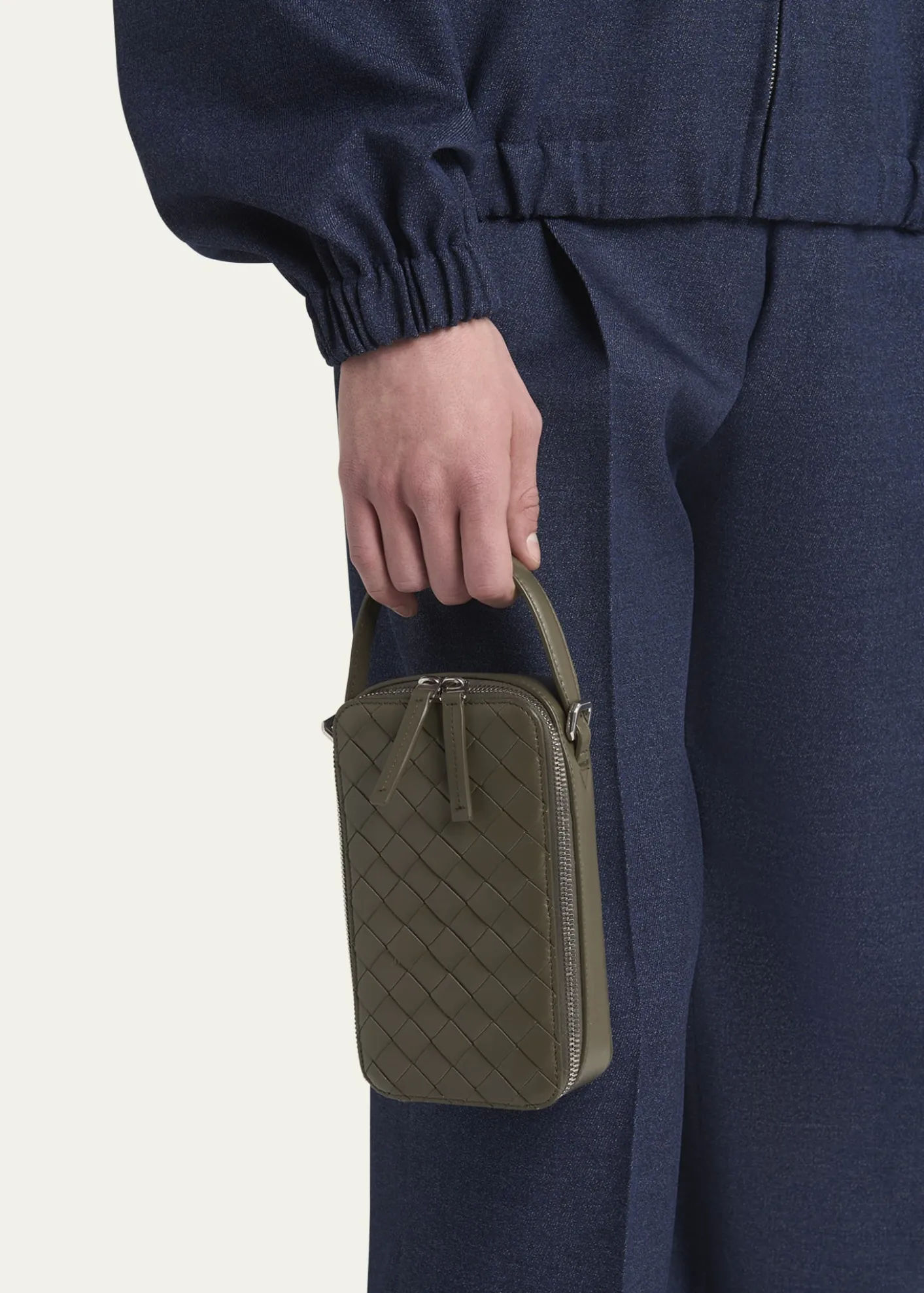 Bottega VenetaMen's Getaway Leather Crossbody Phone Pouch