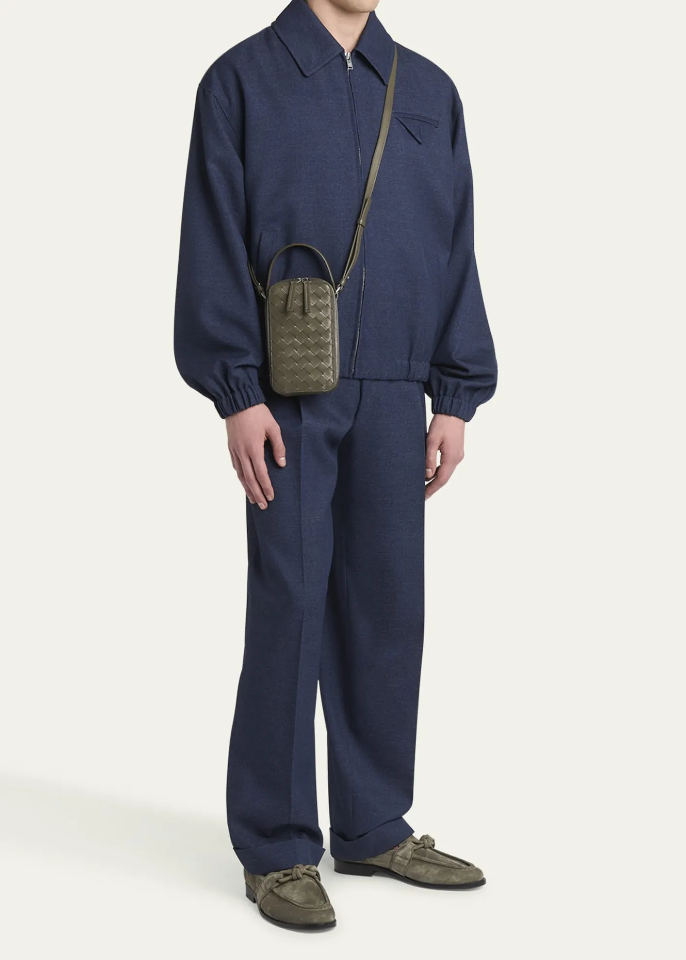 Bottega VenetaMen's Getaway Leather Crossbody Phone Pouch