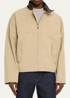 Bottega VenetaMen's Intrecciato Leather-Collar Cotton Blouson
