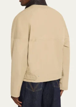 Bottega VenetaMen's Intrecciato Leather-Collar Cotton Blouson