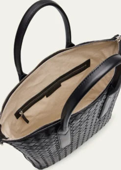 Bottega VenetaMen's Intrecciato Zip North-South Tote Bag