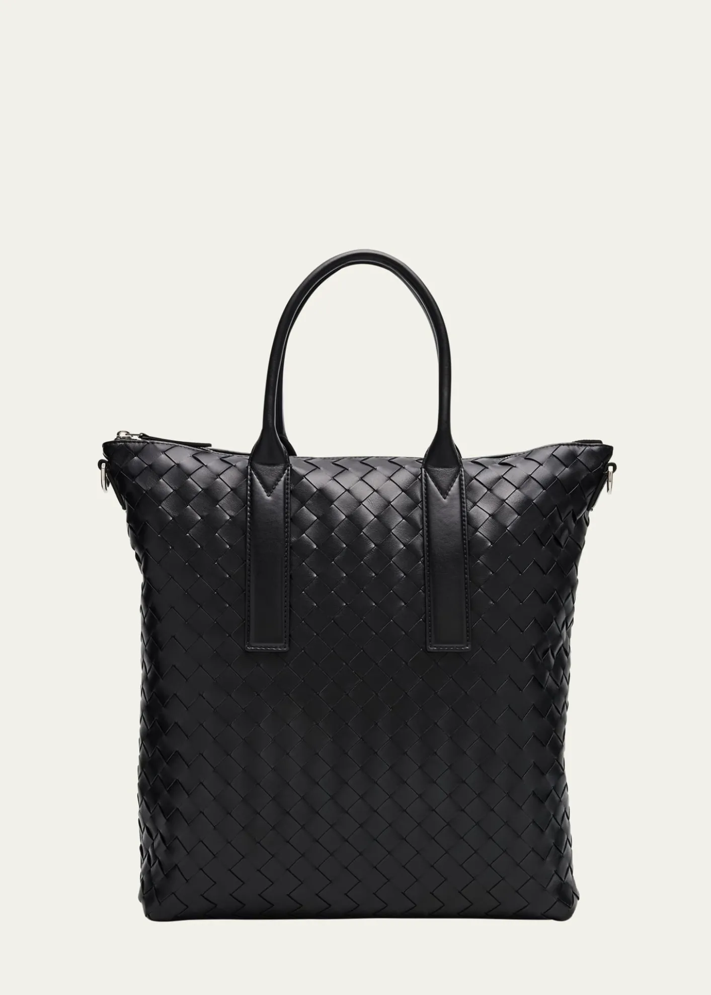 Bottega VenetaMen's Intrecciato Zip North-South Tote Bag