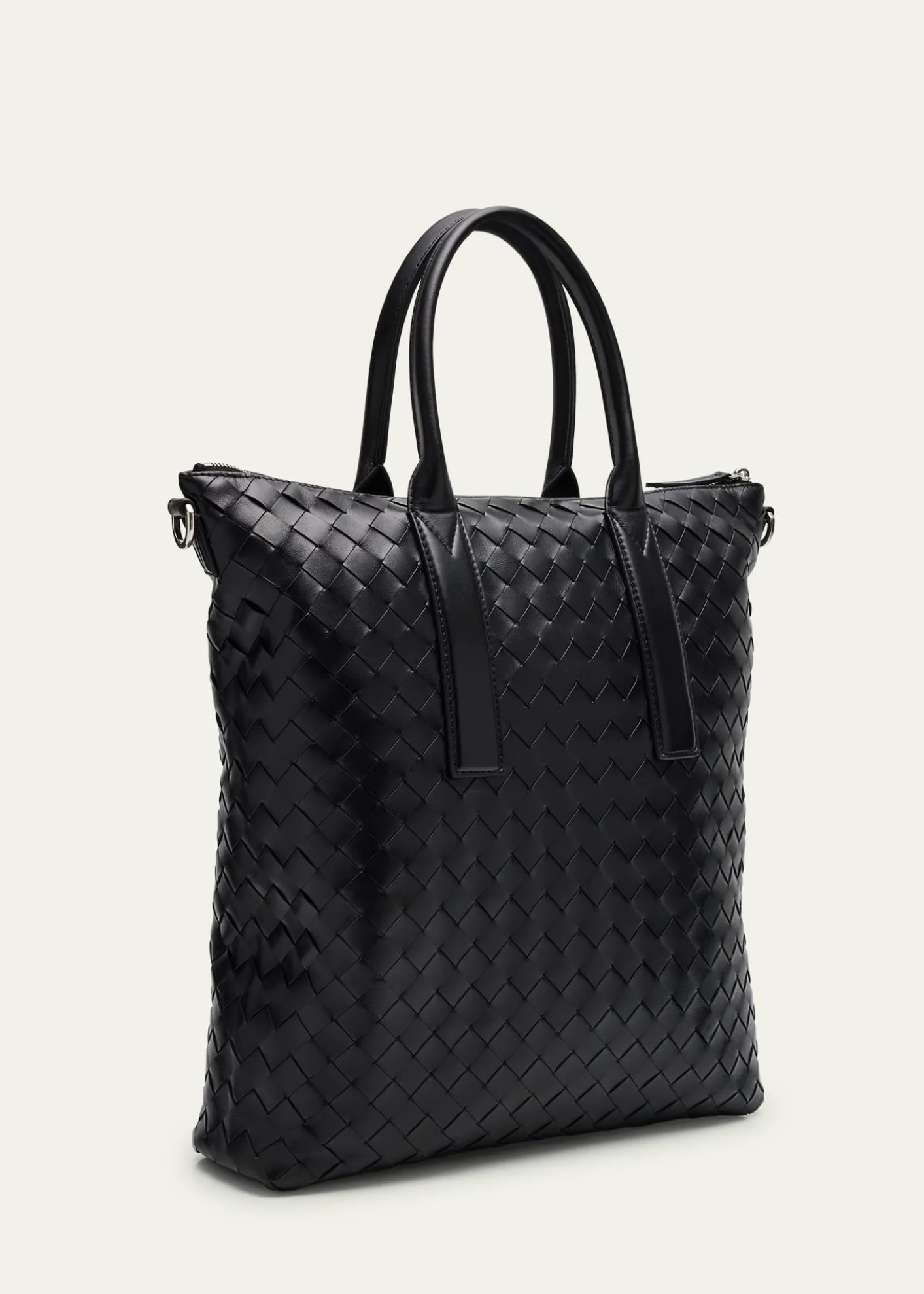 Bottega VenetaMen's Intrecciato Zip North-South Tote Bag