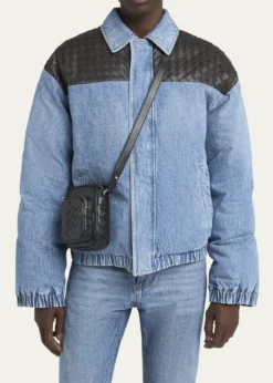 Bottega VenetaMen's Intrecciato Leather Vertical Crossbody Bag
