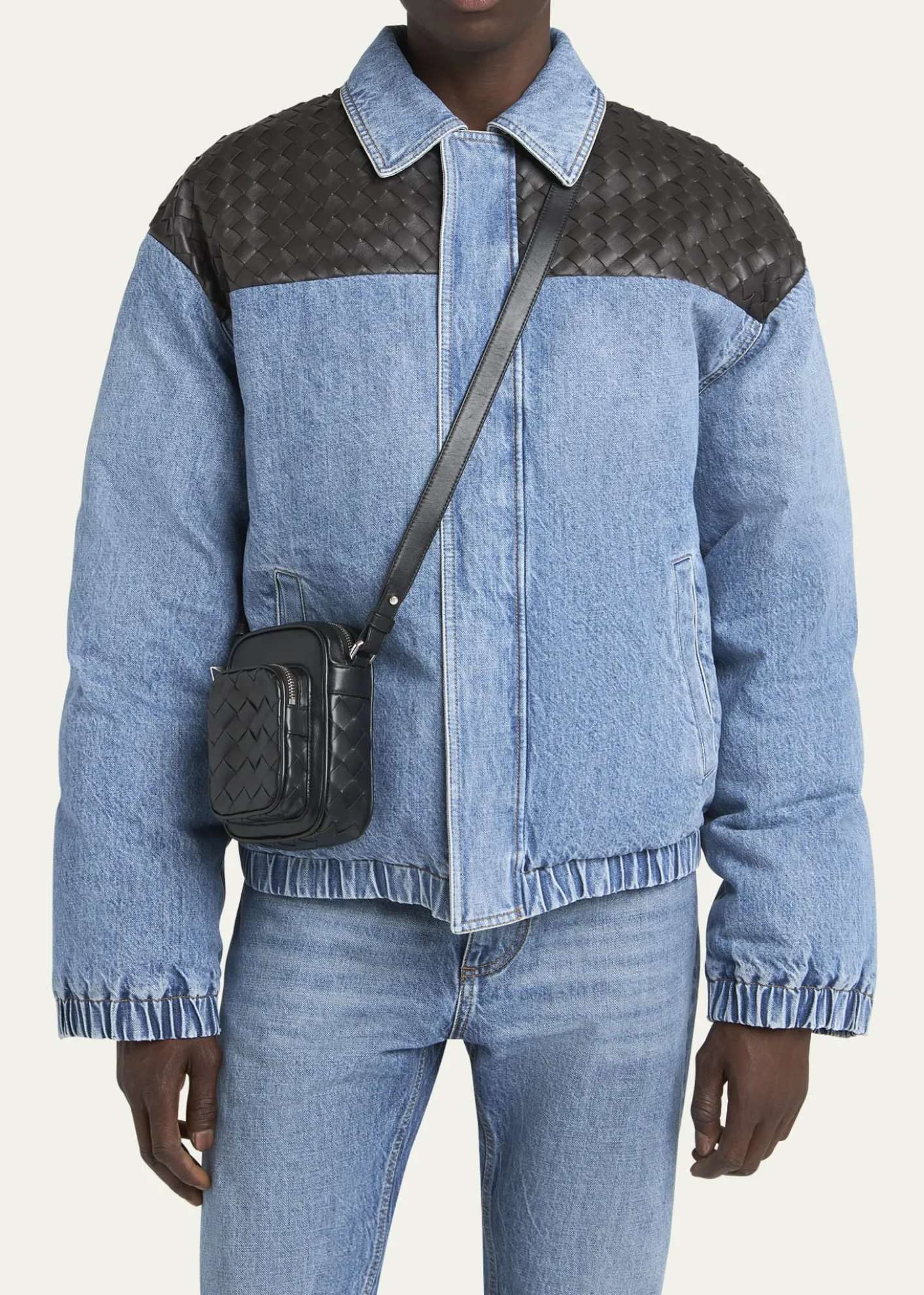 Bottega VenetaMen's Intrecciato Leather Vertical Crossbody Bag