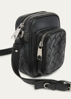 Bottega VenetaMen's Intrecciato Leather Vertical Crossbody Bag