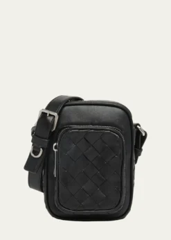 Bottega VenetaMen's Intrecciato Leather Vertical Crossbody Bag