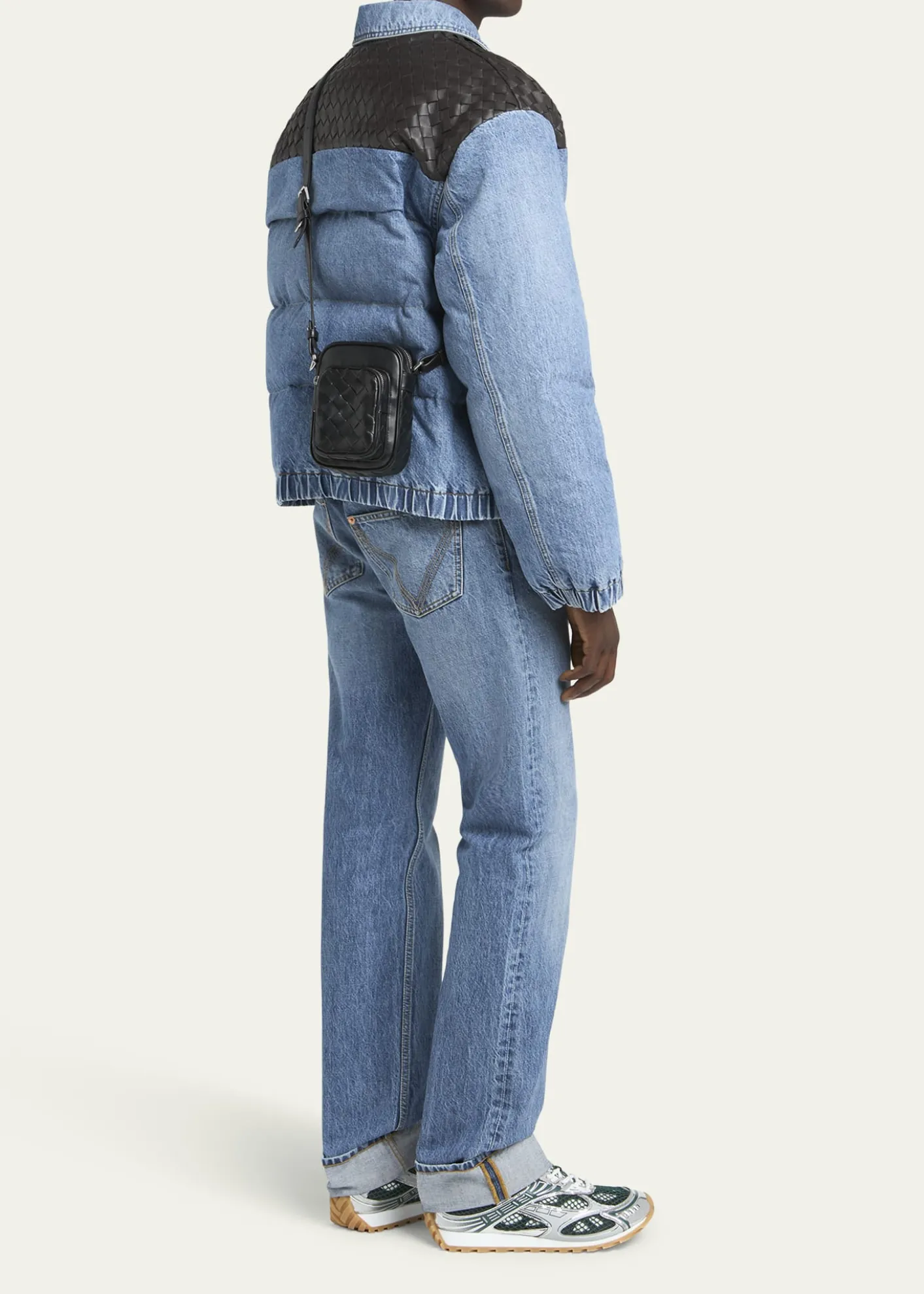 Bottega VenetaMen's Intrecciato Leather Vertical Crossbody Bag