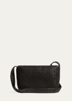Bottega VenetaMen's Large Intrecciato Leather Flap Messenger Bag