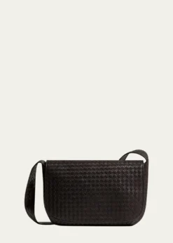 Bottega VenetaMen's Large Intrecciato Leather Flap Messenger Bag