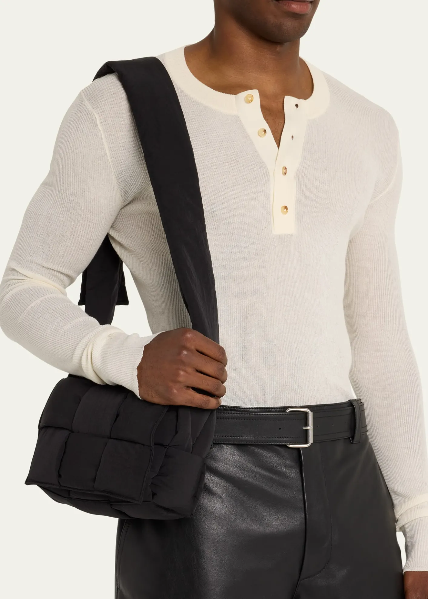 Bottega VenetaMen's Padded Tech Cassette Nylon Crossbody Bag