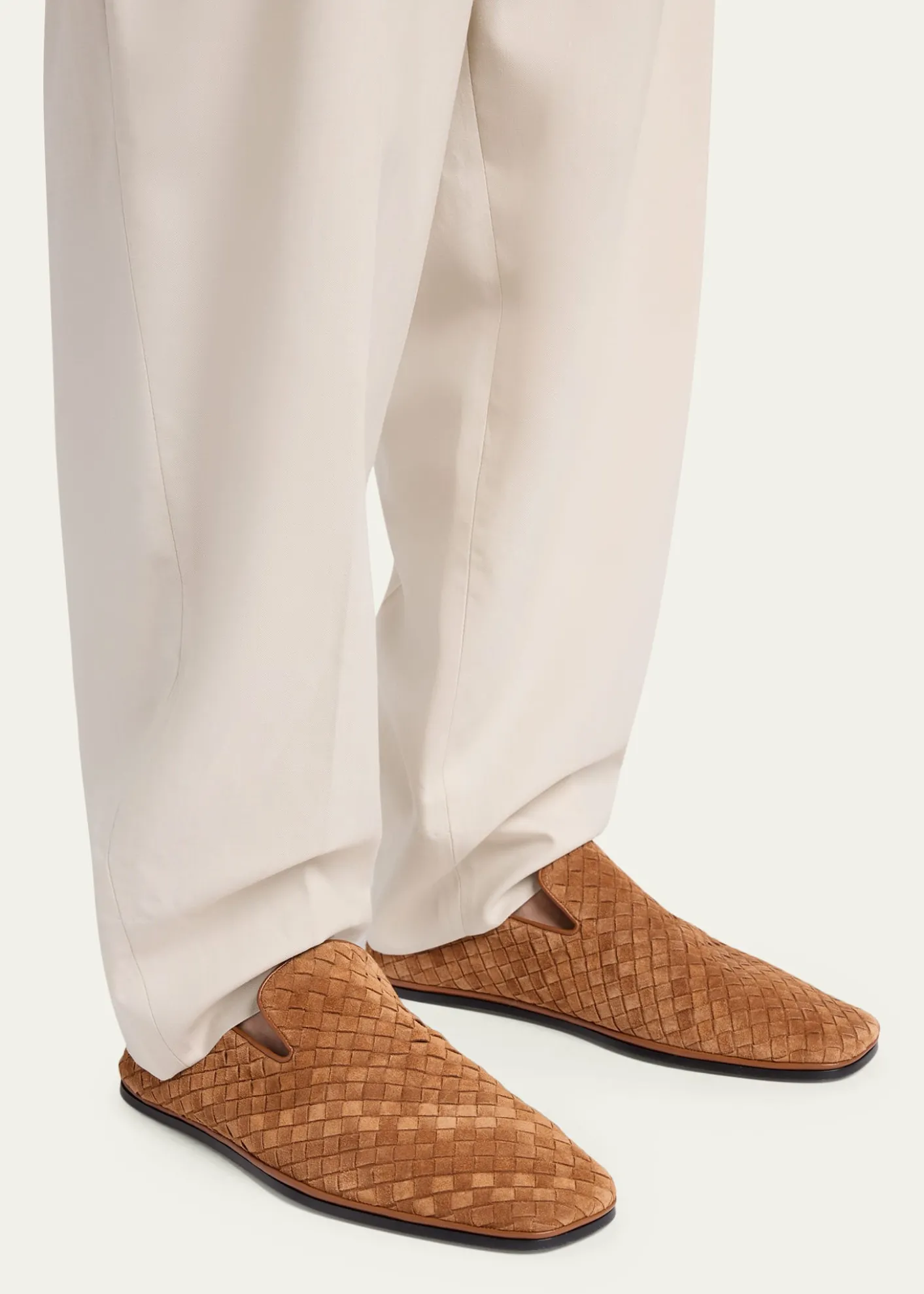 Bottega VenetaMen's Palazzo Intrecciato Suede Loafers