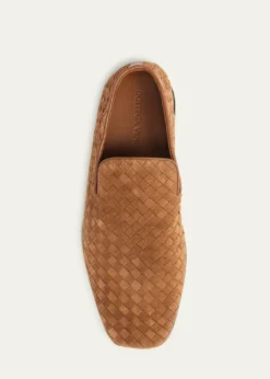 Bottega VenetaMen's Palazzo Intrecciato Suede Loafers
