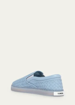 Bottega VenetaMen's Serena Intrecciato Leather Slip-On Sneakers