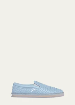 Bottega VenetaMen's Serena Intrecciato Leather Slip-On Sneakers