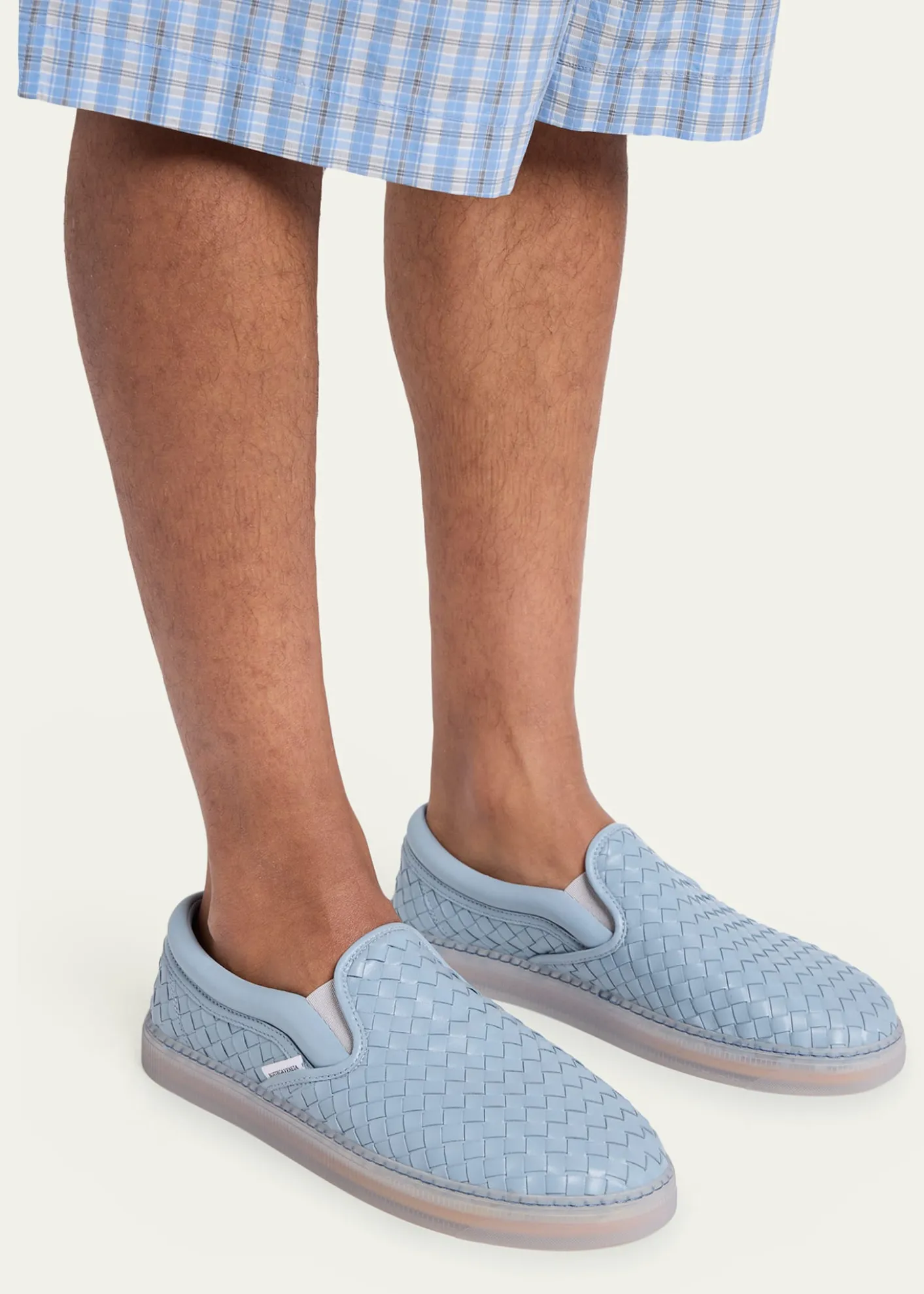 Bottega VenetaMen's Serena Intrecciato Leather Slip-On Sneakers