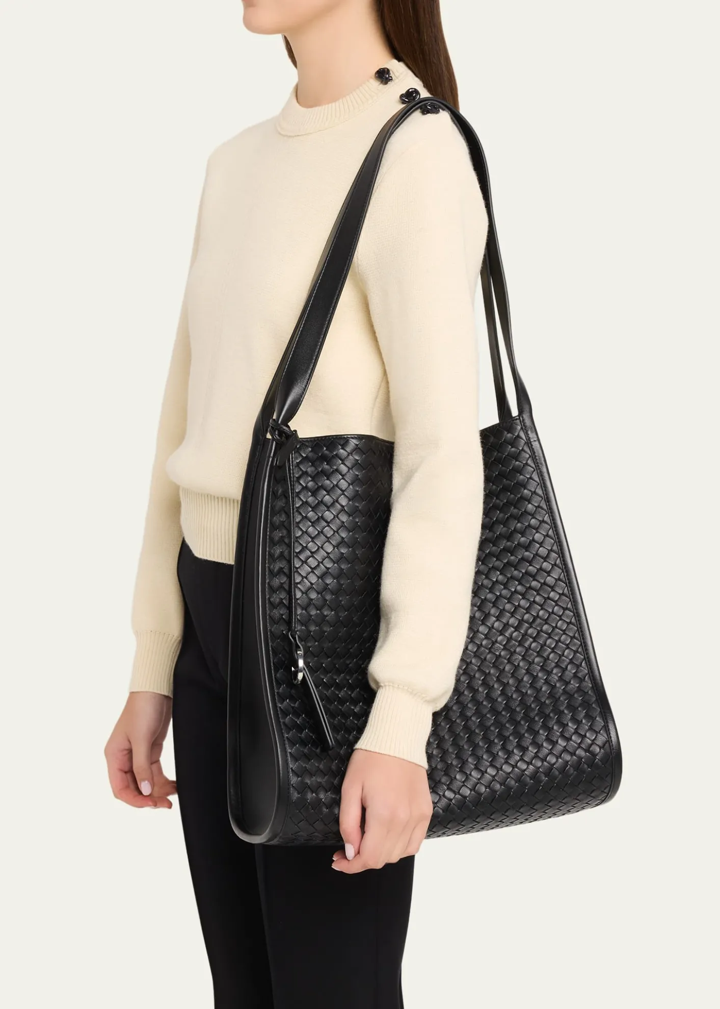 Bottega VenetaMen's Small Corriere Tote Bag in Intrecciato Leather