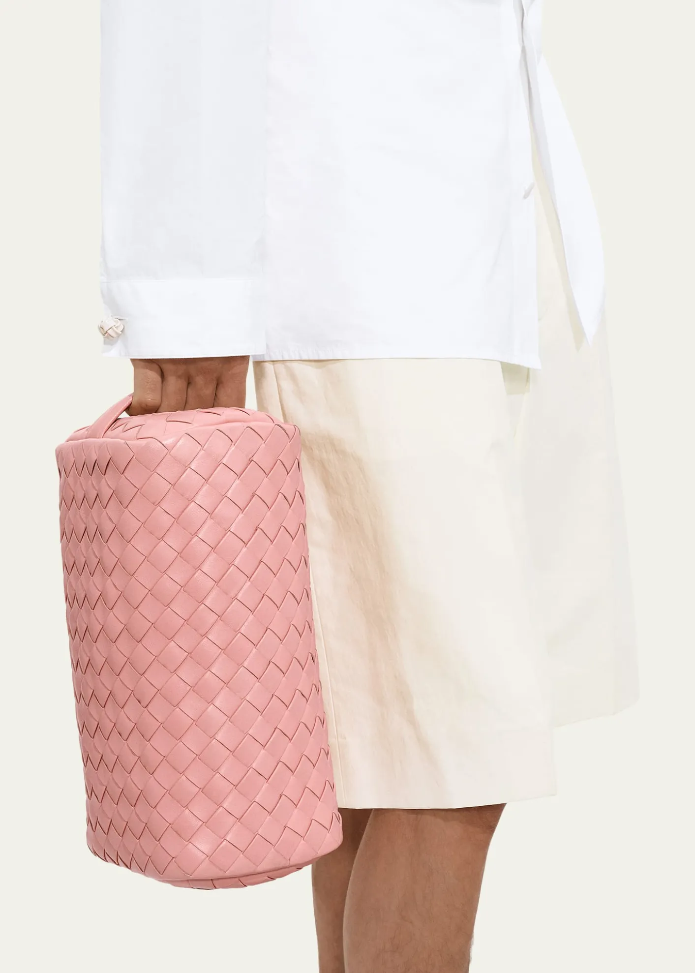 Bottega VenetaMen's Small Cubo Intrecciato Leather Pouch