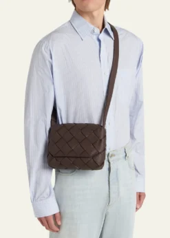 Bottega VenetaMen's Small Intreccio Leather Crossbody Bag
