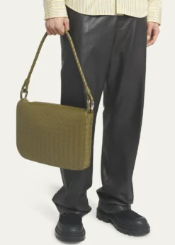Bottega VenetaMen's Swing Small Intrecciato Leather Crossbody Bag