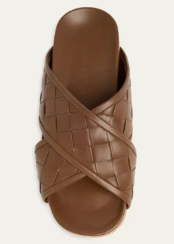 Bottega VenetaMen's Tarik Intrecciato Leather Crisscross Sandals