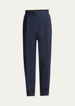 Bottega VenetaMen's Wide-Leg Melange Wool Drill Trousers