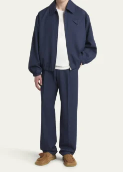 Bottega VenetaMen's Wide-Leg Melange Wool Drill Trousers
