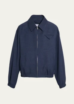 Bottega VenetaMen's Wool Triangle-Pocket Blouson