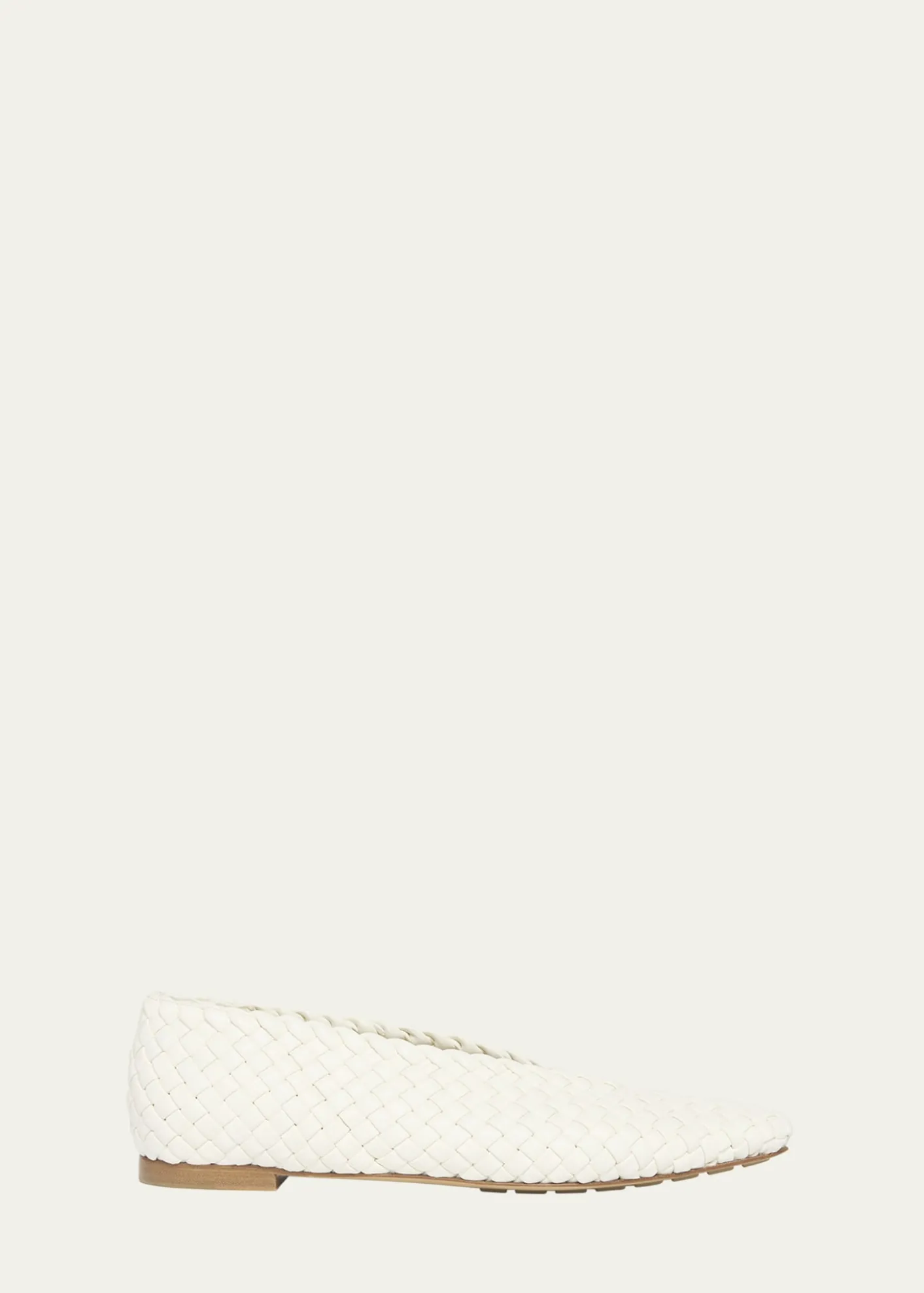 Bottega VenetaMini Lido Intrecciato Leather Ballerina Flats